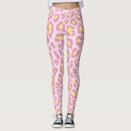 Roze en gele luipaard print leggings