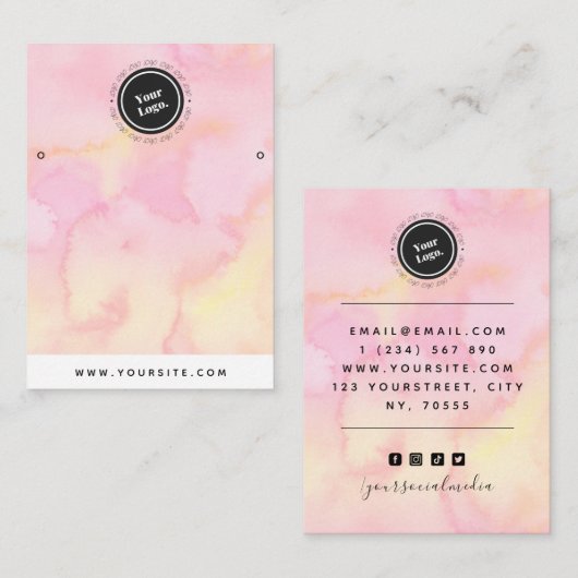 Roze en gele, marmer aangepaste Logo beeldscherm Visitekaartje (Voorkant / Achterkant)