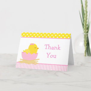 Roze en Gele meid Chick Hartelijk dank Bedankkaart