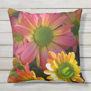 Roze en gele Mums Outdoor Accent Pillow Buitenkussen