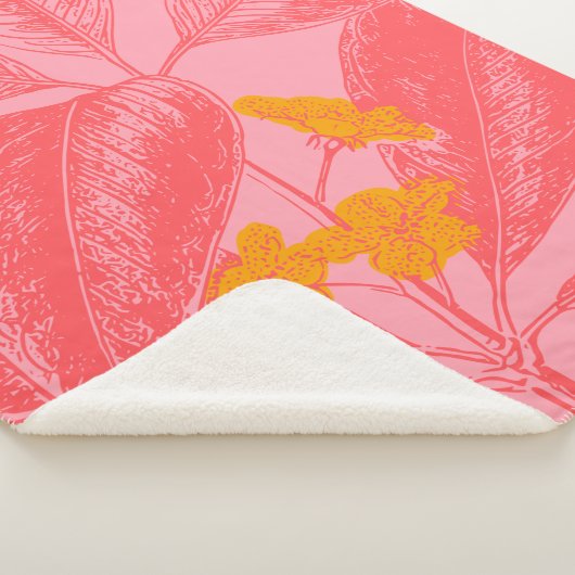 Roze en gele Plant Tekening Sherpa Deken (3/4)