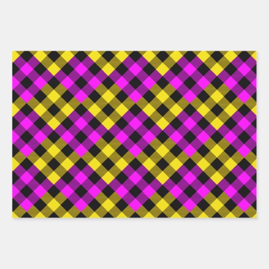 Roze en gele Quilt Buffalo Plaid Holiday Inpakpapier Vel (Voorkant 3)