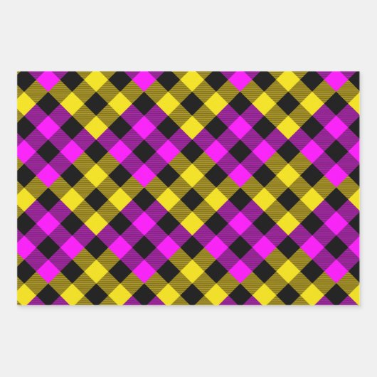 Roze en gele Quilt Buffalo Plaid Holiday Inpakpapier Vel (Voorkant 2)