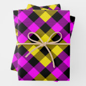 Roze en gele Quilt Buffalo Plaid Holiday Inpakpapier Vel (In situ)