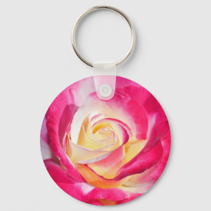 Roze en gele roos sleutelhanger