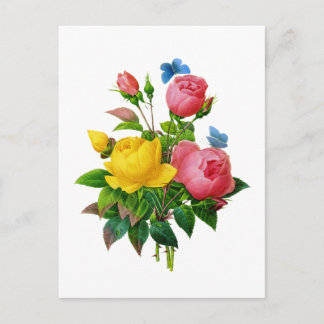 Roze en Gele Rose Boeket van Redoute Briefkaart