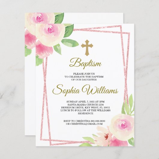 Roze en gele rozen met roze Lijst (Voorkant / Achterkant)