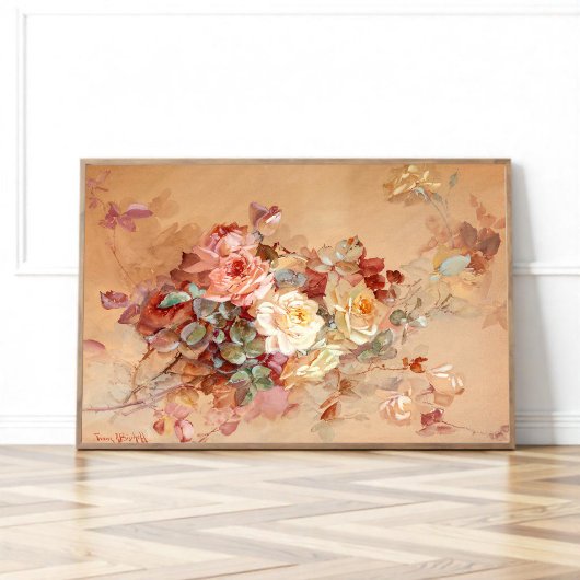 Roze en gele rozen poster