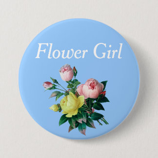 roze en gele rozenbloem ronde button 7,6 cm