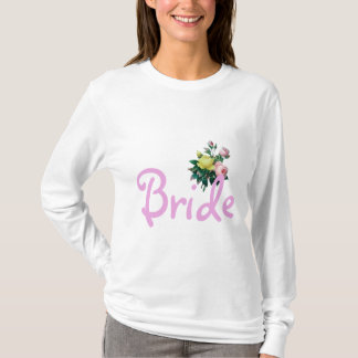  roze en gele rozenbloemen bruiden het shirt. t-shirt