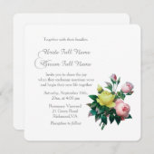 roze en gele rozenbloemen bruiloft kaart (Voorkant / Achterkant)