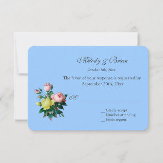   roze en gele rozenbloemen RSVP Kaartje