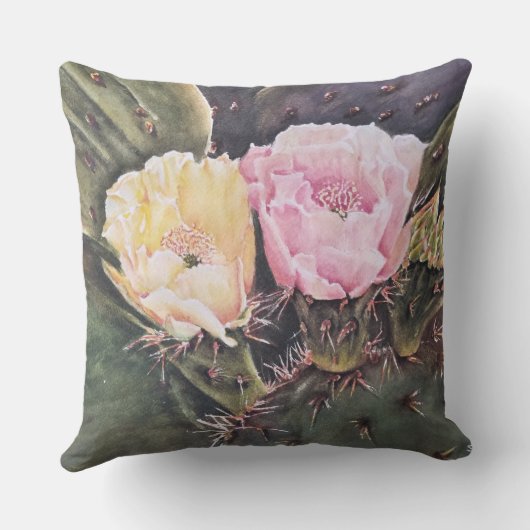 ROZE EN GELE STEKELIGE PERENCACTUS BLOEMEN BUITENKUSSEN (Achterkant)