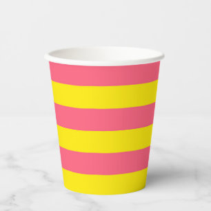Roze en gele strepen ontwerp papieren bekers