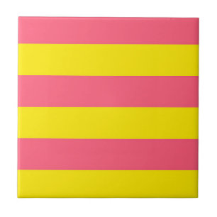 Roze en gele strepen ontwerp tegeltje