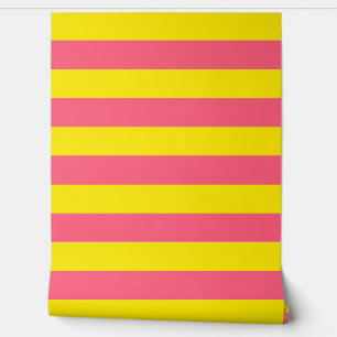 Roze en gele strepen Wall Decor Behang