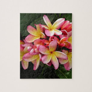 Roze en gele tropische plakkers legpuzzel