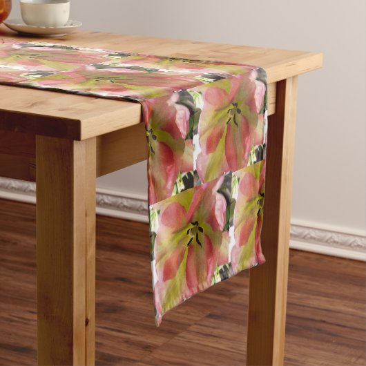 Roze en gele Tulip Korte Tafelloper (Voorbeeld)