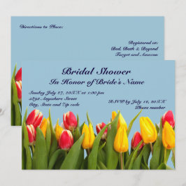 Roze en gele Tulpen Bridal Shower Invitation Kaart