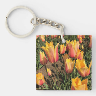 Roze en gele tulpen sleutelhanger