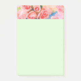 Roze en gele Waterverf bloemen Post-it® Notes