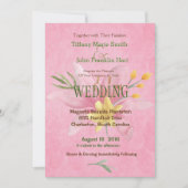 Roze en gele Waterverf bruiloft Kaart (Voorkant)