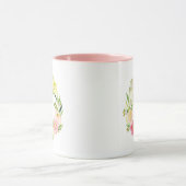 Roze en gele Waterverf Floral Wreate | Monogram Mok (Midden)