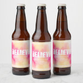 Roze en gele Waterverf, geloof Bier Etiket (Flessen)