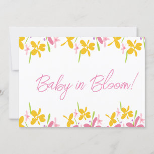 Roze en gele wilde bloem Baby in Bloom Kaart