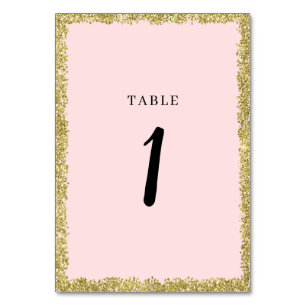 Roze en Glitter Table Nummers Kaart