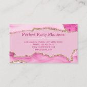 Roze en Gold Agate Faux Glitter Visitekaartje (Achterkant)