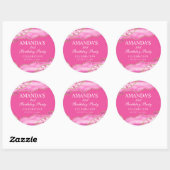 Roze en Gold Agate Marble Classic Round Sticker (Vel)