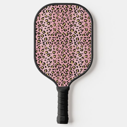 Roze en Gold Cheetah Pickleball Paddle (Achterkant)