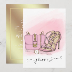 Roze en Gold Chic Bachelorette Party Invitation Kaart