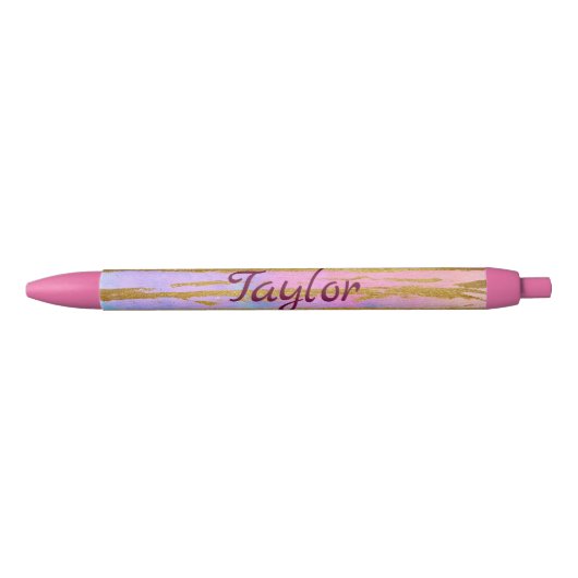 Roze en Gold Chic Zwarte Inkt Pen (Voorkant)