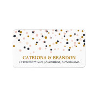 Roze en Gold Confetti Stippen Retouradres label