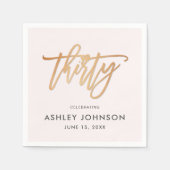 Roze en Gold Derty Script Typography Birthday Servet (Voorkant)