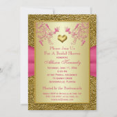 Roze en Gold Floral Bridal Shower Kaart (Achterkant)