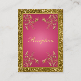 Roze en Gold Floral Reception Enclosure Card Informatiekaartje