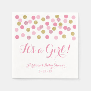 Roze en Gold Glitter Baby shower Napkins Servet