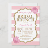 Roze en Gold Glitter Bridal Brunch Uitnodiging (Voorkant)