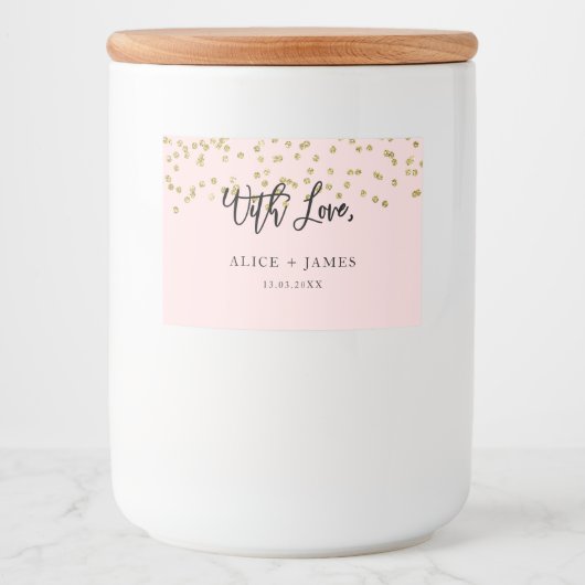 Roze en Gold Glitter Candle Label Voedselcontainer Etiket (Voorkant)