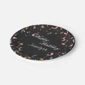 Roze en Gold Glitter-Confetti op zwarte achtergron Papieren Bordje (Gekanteld)