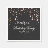 Roze en Gold Glitter-Confetti op zwarte achtergron Servet (Voorkant)