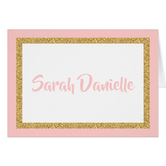 Roze en Gold Glitter Hartelijk dank (Voorkant Horizontaal)