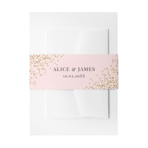 Roze en Gold Glitter Invitation Band Uitnodigingen Wikkel