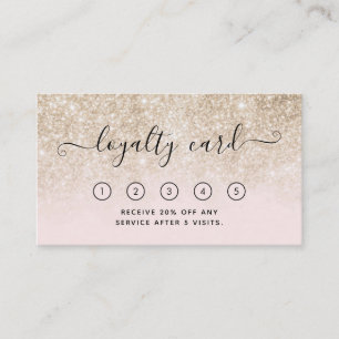 Roze en Gold Glitter Salon Loyalty Kaart met Logo Visitekaartje