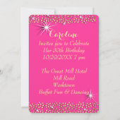 Roze en Gold Glitzy Sparkle 30th Birthday Party Kaart (Achterkant)