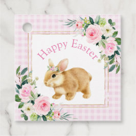 Roze en Gold Happy Paast Bunny Bedankjes Labels