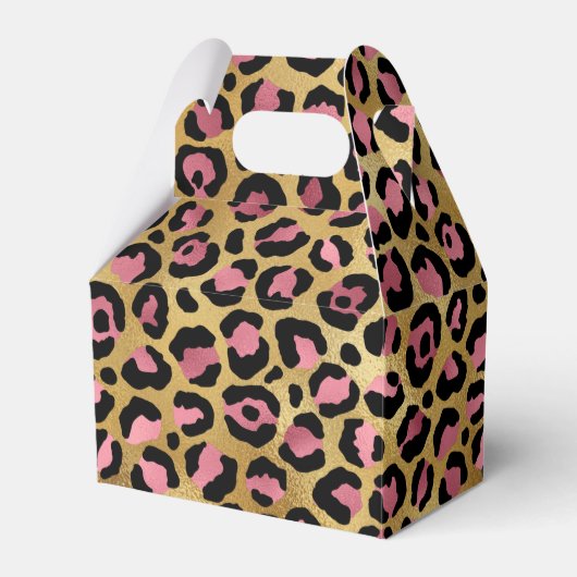 Roze en Gold Leopard Animal Print, leopard Gift Bedankdoosjes (Voorkant Zijde)